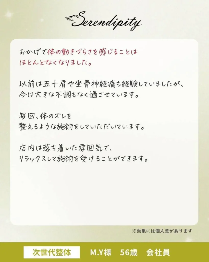 M.Y様（56歳・会社員）のお客様の声（1枚目）