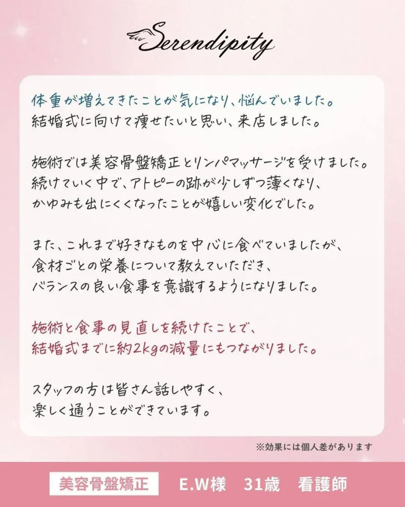 E.W様（31歳・看護師）のお客様の声