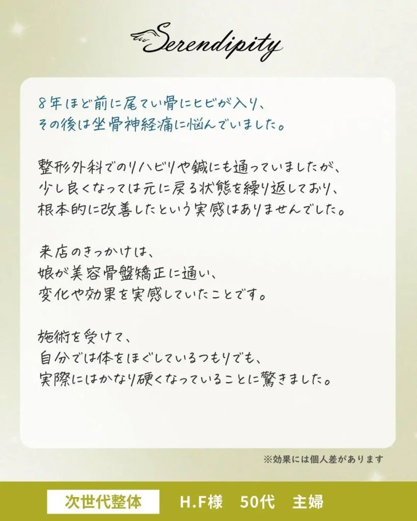F様（54歳・主婦）のお客様の声