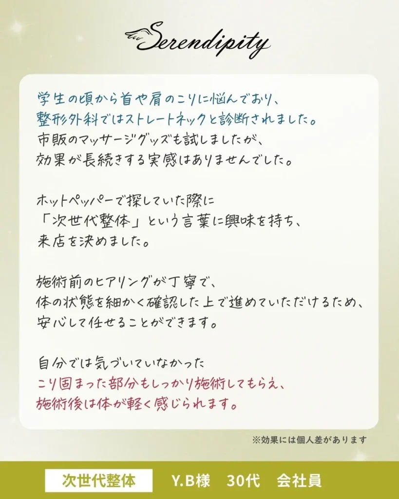 Y.B様（30代・会社員）のお客様の声